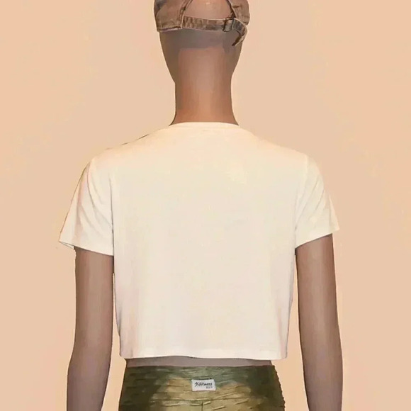 Calvin Klien White Cropped Soft Tshirt Size Small Workout Short Sleeve Top Basic - Picture 5 of 5